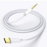 USB Type-C to 3.5mm Aux Audio Cable, White, Braided, 1 Meter, For Best Sund Quality