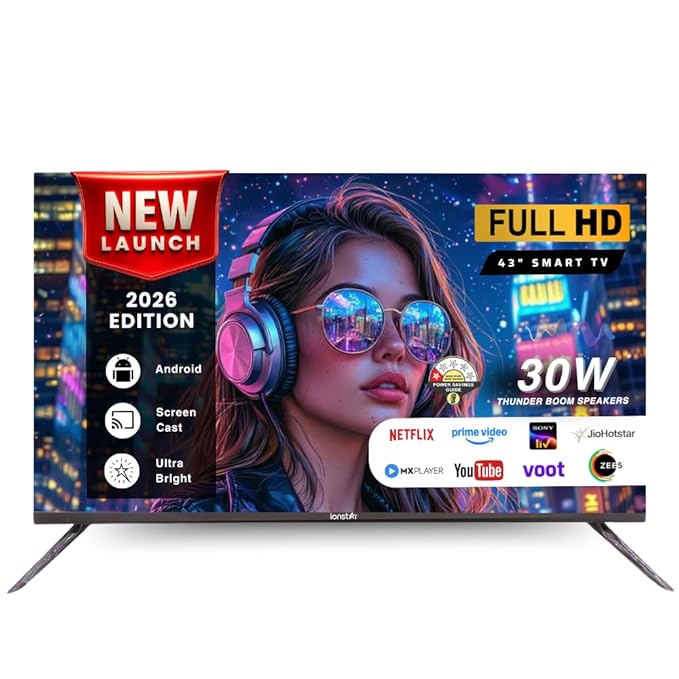 IONSTAR 80 CM (32 Inches) QLED Android TV- 1000+ Apps Support, USB Ports, Smart Voice Control, Thunder Speakers - Cloud Voice Connect 32S-MXMCL-EK
