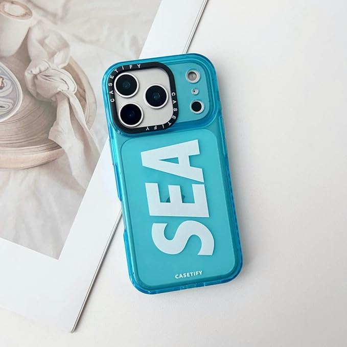 Back Cover for iPhone 17 Pro Sea Casetify Latest Sea Mobile Phone Case Cover Bumper Compatible for iPhone 17 Pro Slim Back Cover Hard Ultra Protective & Anti Shock (Blue)