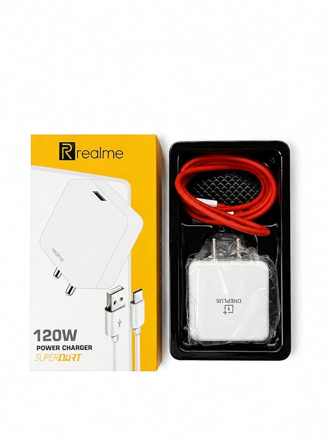 Fast Charger with USB to Type-C Cable, Ultra-Fast Charging for OnePlus, Realme & Oppo | Supports Warp, Dart, Dash & SuperDart (Realme SuperDart Power Charger-120W)