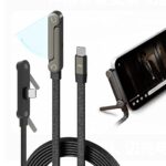 2-in-1 Invisible Holder Charger Cable – 240W Fast Charging Cord with Built-in Phone Stand, Tangle-Free Nylon Cables for Smartphones Tablets, 1.5 Meter (4.9 Feet)
