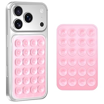 Sounce Suction Phone Case, Phone Suction Sticker, for Hands-Free Mobile Accessory Holder Grip, Video Phone Accessory Compatible Mirror, Shower (Pink)