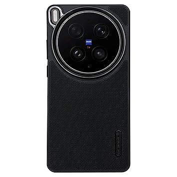 NIUKIN Soft Back Case for Vivo X300 Ultra 5G | Metallic Camera Ring | 3D Engraved Design | Shockproof Scratch Proof Cover | Black