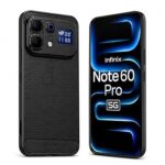 Carbon Fiber Armor Back Cover for Infinix Note 60 Pro 5G | Note 60 Pro 5G | Hybrid Shockproof Rugged Protection | Matte Finish Soft Flexible TPU Case (Black)