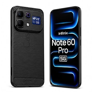 Carbon Fiber Armor Back Cover for Infinix Note 60 Pro 5G | Note 60 Pro 5G | Hybrid Shockproof Rugged Protection | Matte Finish Soft Flexible TPU Case (Black)