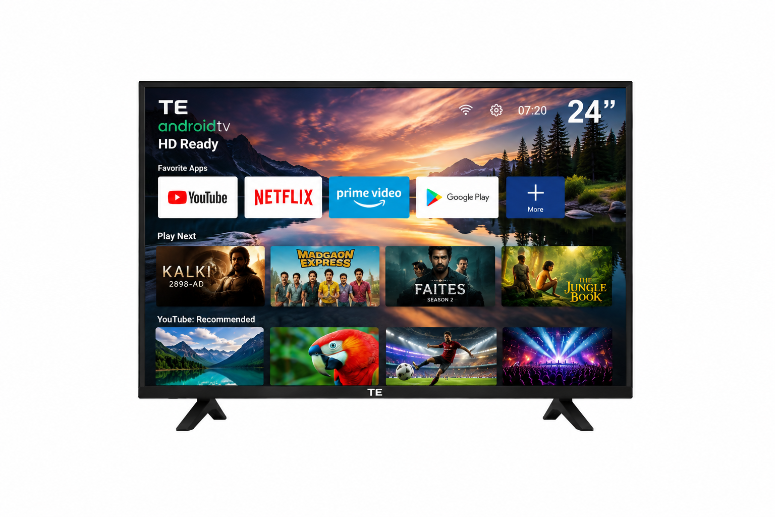 TE 24”INCH HD Ready Android Smart LED TV | WiFi Enabled | Built-in Apps Compatible (YouTube, Netflix, Prime Video) | Screen Mirroring | HDMI, USB Connectivity | Slim & Stylish Design